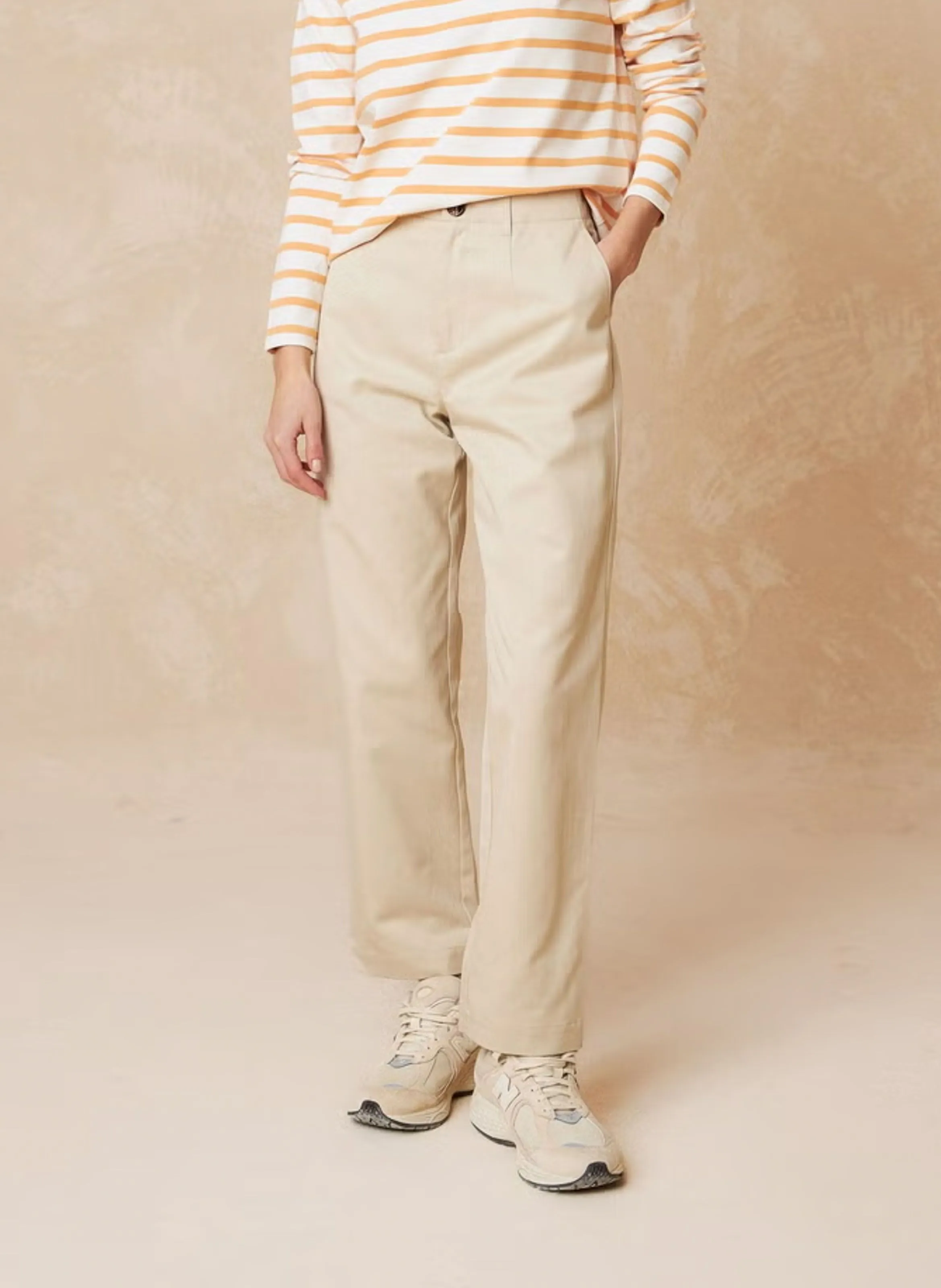 LUCAS  PANTALóN DE ALGODóN MEZCLADO RECTO EN BEIGE