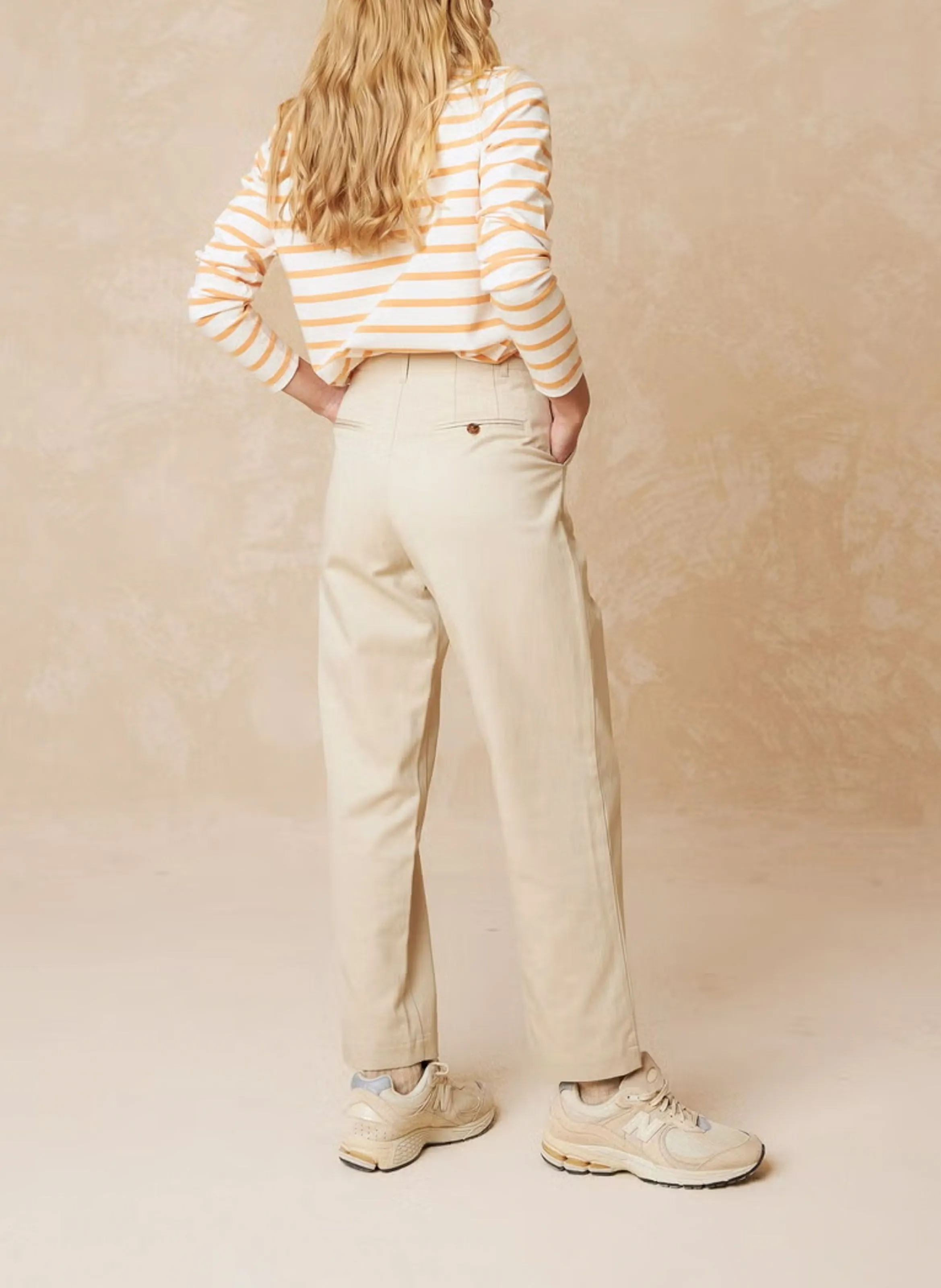 LUCAS  PANTALóN DE ALGODóN MEZCLADO RECTO EN BEIGE
