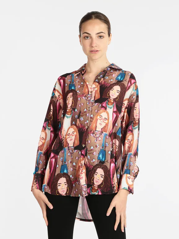 Made In Italy Maxicamisa de mujer con estampados