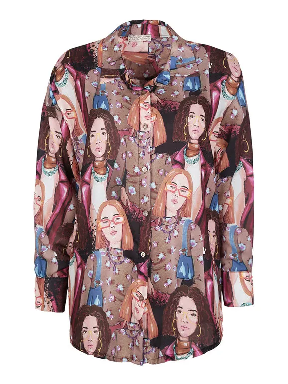 Made In Italy Maxicamisa de mujer con estampados