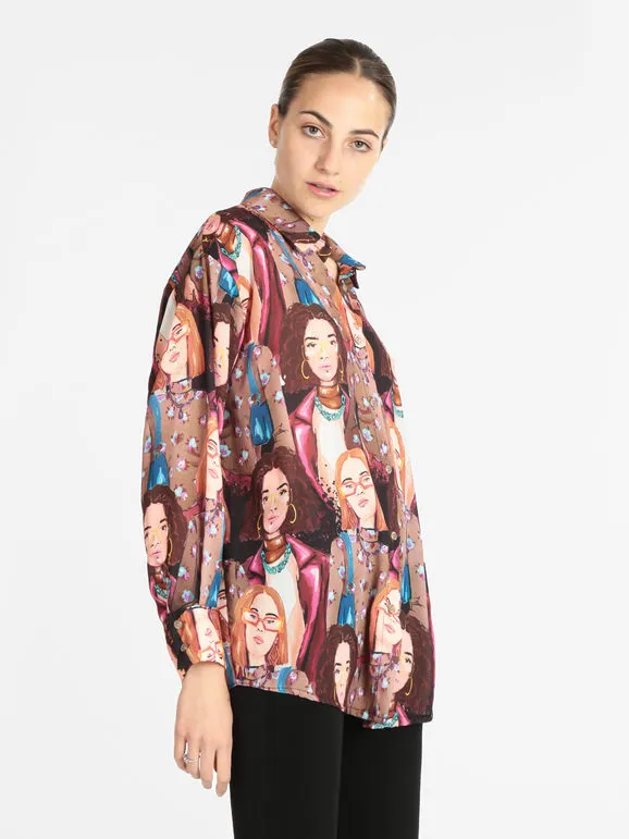 Made In Italy Maxicamisa de mujer con estampados