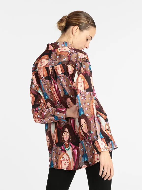 Made In Italy Maxicamisa de mujer con estampados