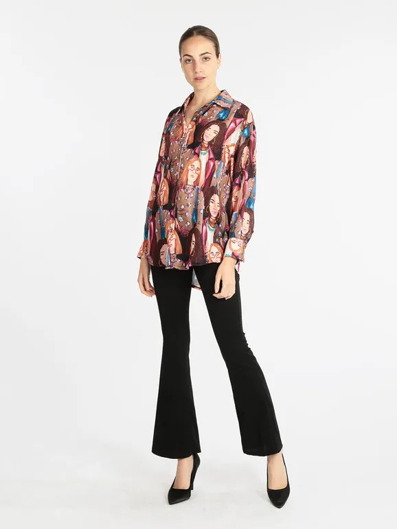 Made In Italy Maxicamisa de mujer con estampados