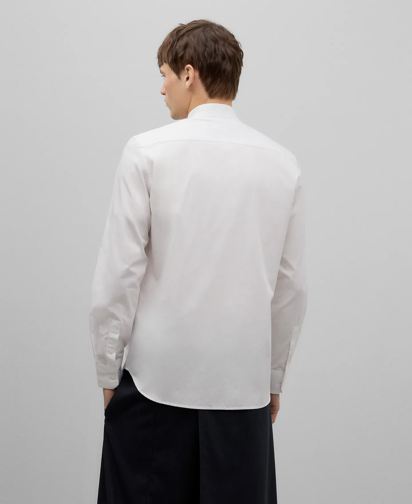 Mandarin collar organic cotton shirt man