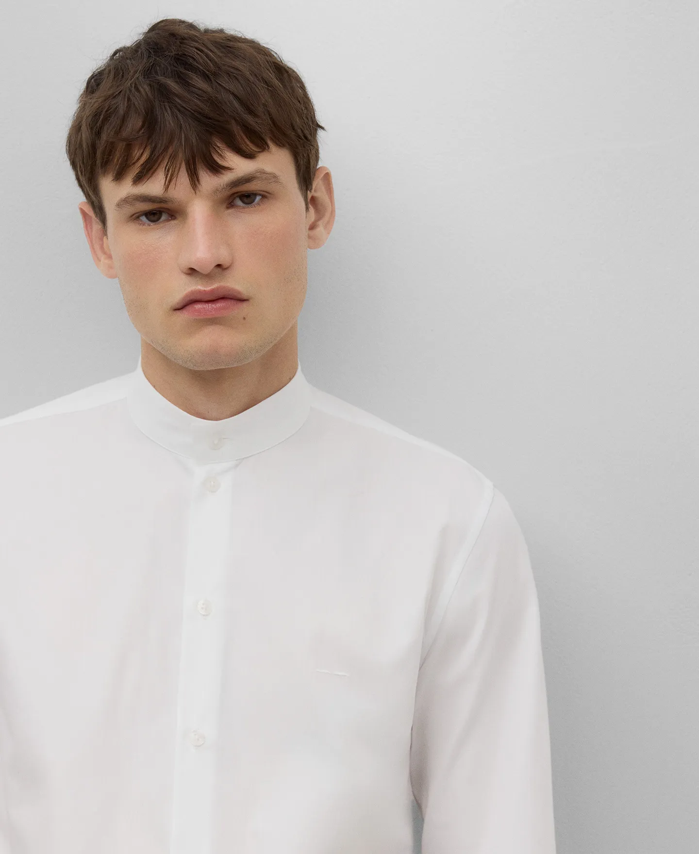 Mandarin collar organic cotton shirt man