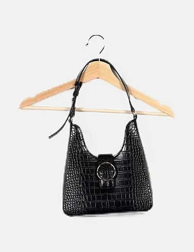 Mango Bolso texturizado negro