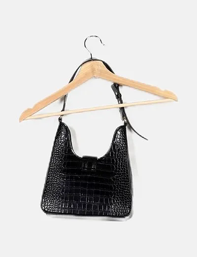 Mango Bolso texturizado negro