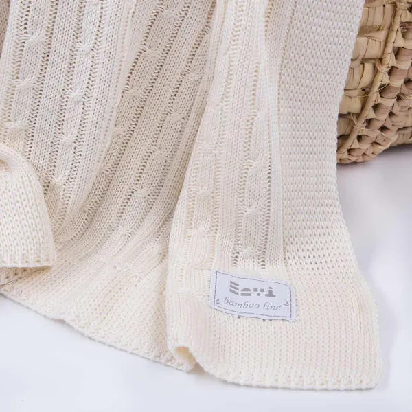 Manta beige de bambú para bebé