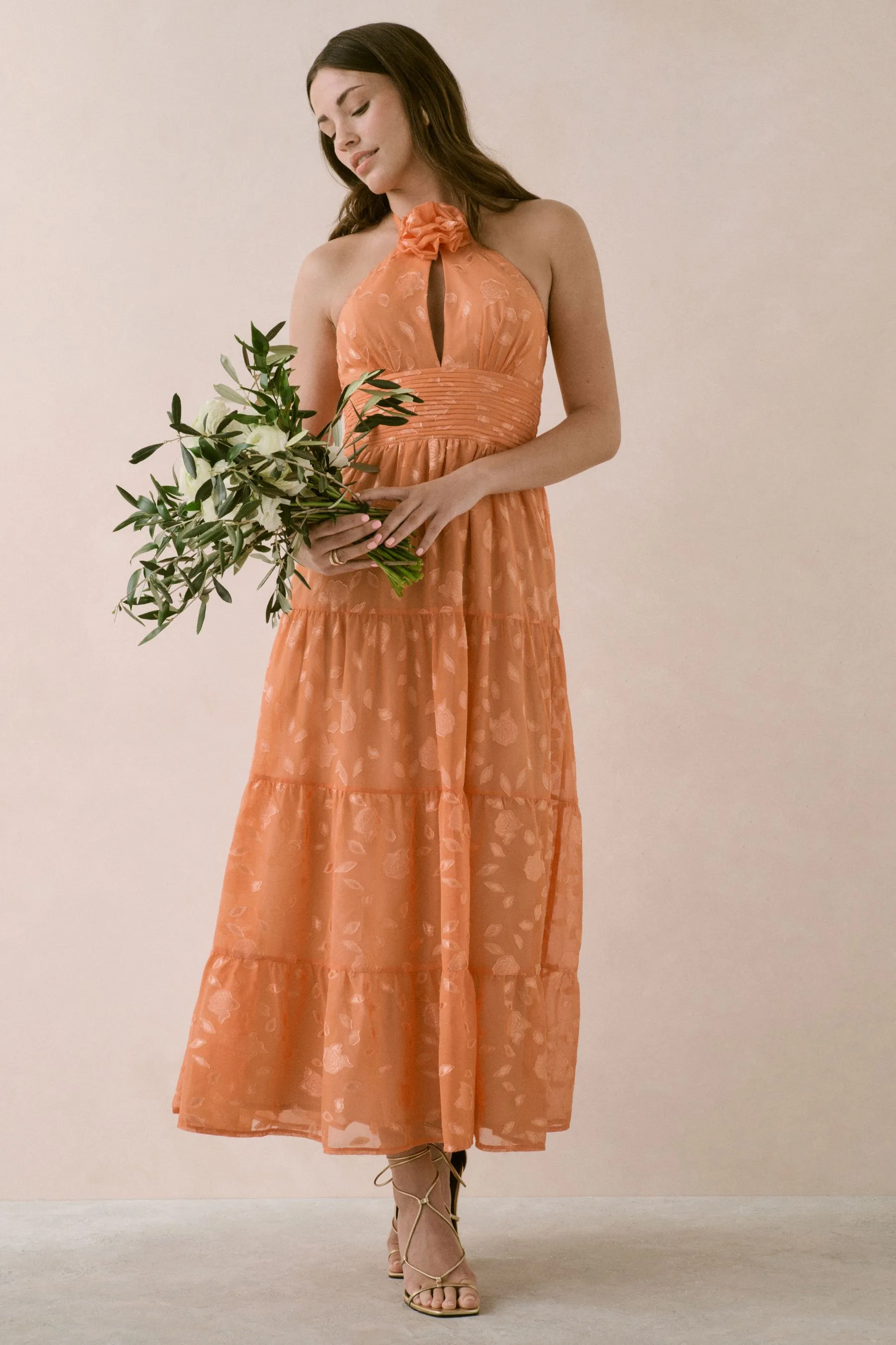 Maya Halter Neck Midaxi Dress With Corsage