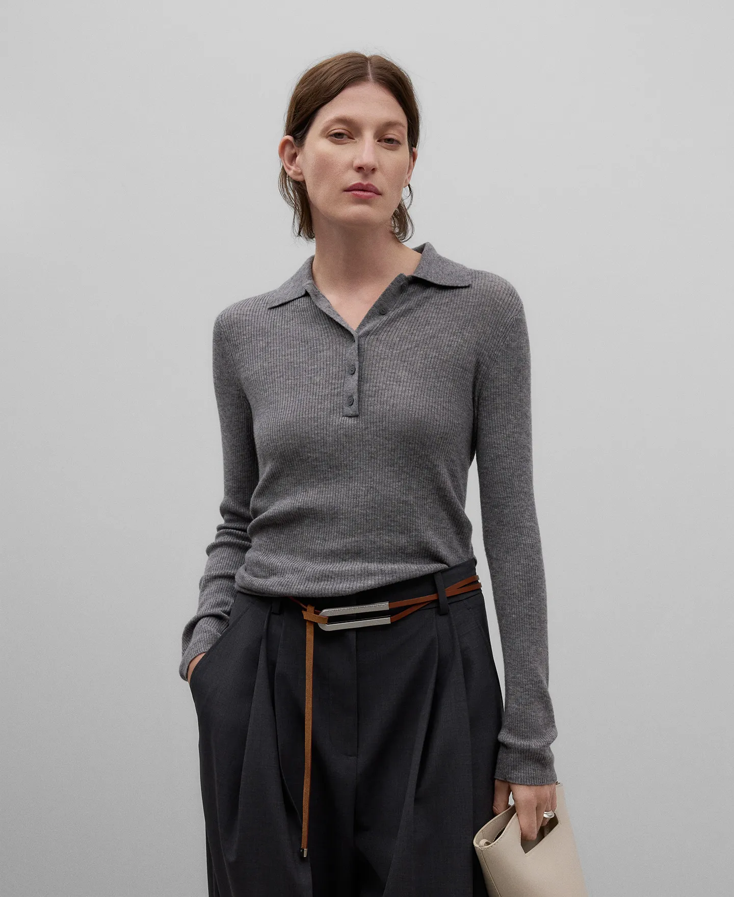 Merino wool polo shirt woman