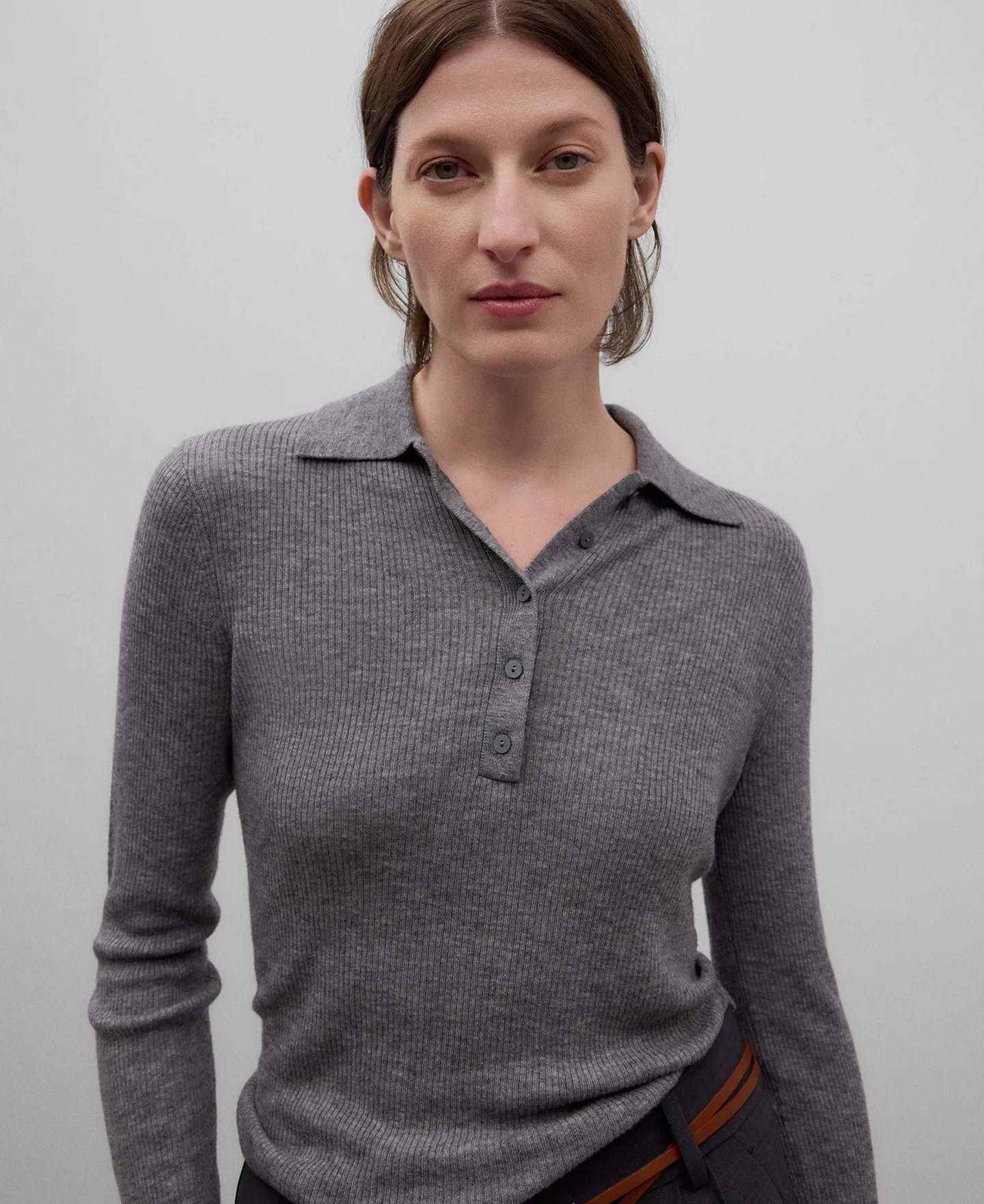 Merino wool polo shirt woman
