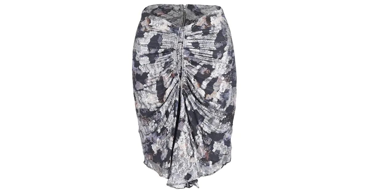 Minifalda fruncida Isabel Marant en seda plateada Plata Metálico 