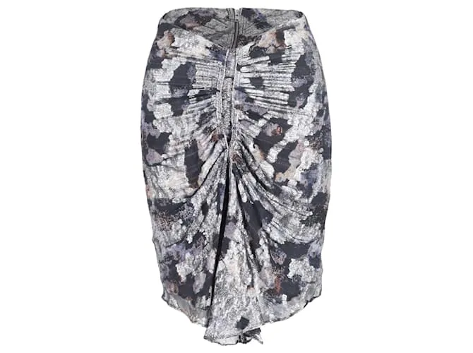 Minifalda fruncida Isabel Marant en seda plateada Plata Metálico 