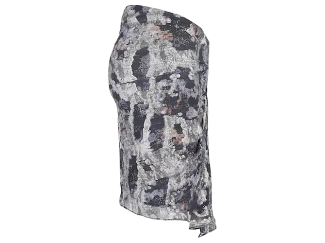 Minifalda fruncida Isabel Marant en seda plateada Plata Metálico 