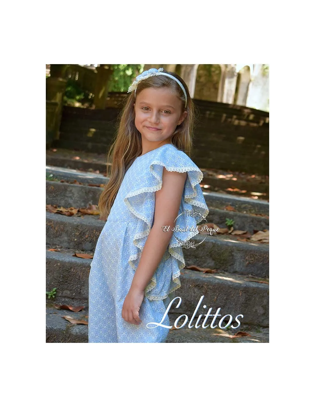 Mono Niña Azul Oxford Lolittos Colección Paraiso
