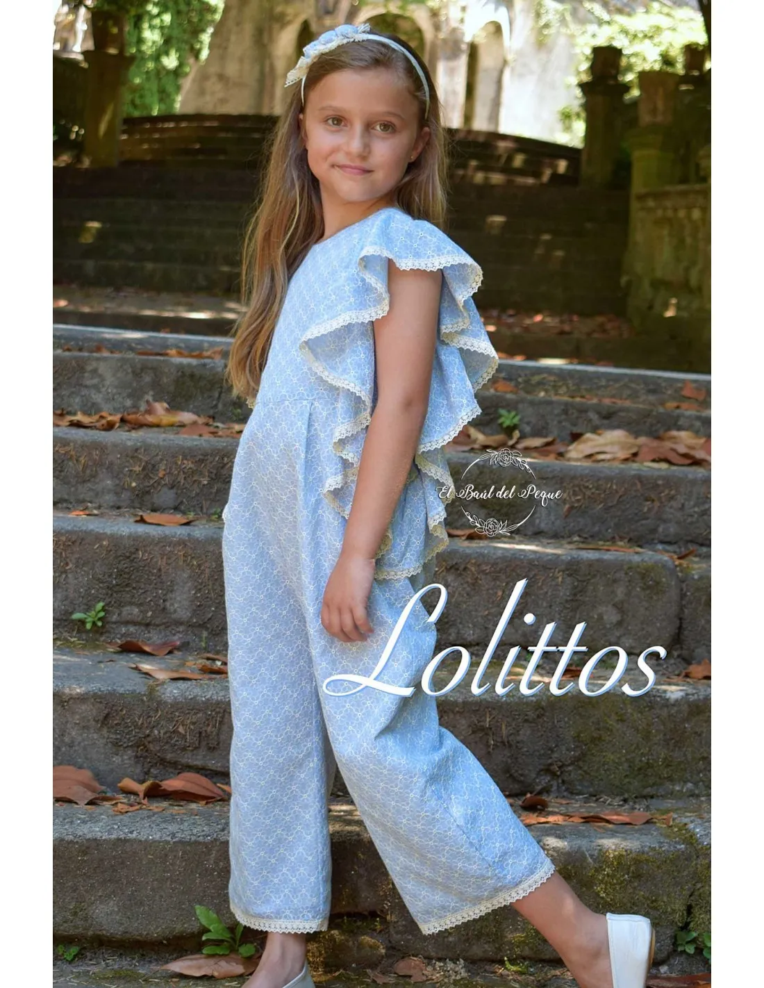 Mono Niña Azul Oxford Lolittos Colección Paraiso