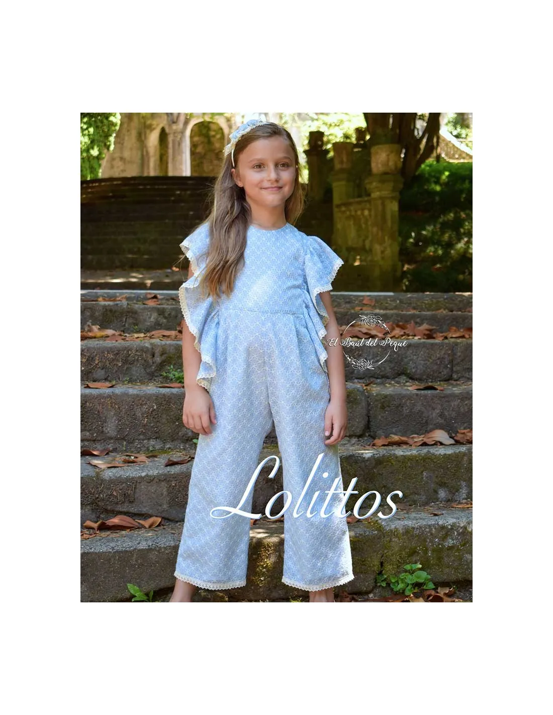 Mono Niña Azul Oxford Lolittos Colección Paraiso