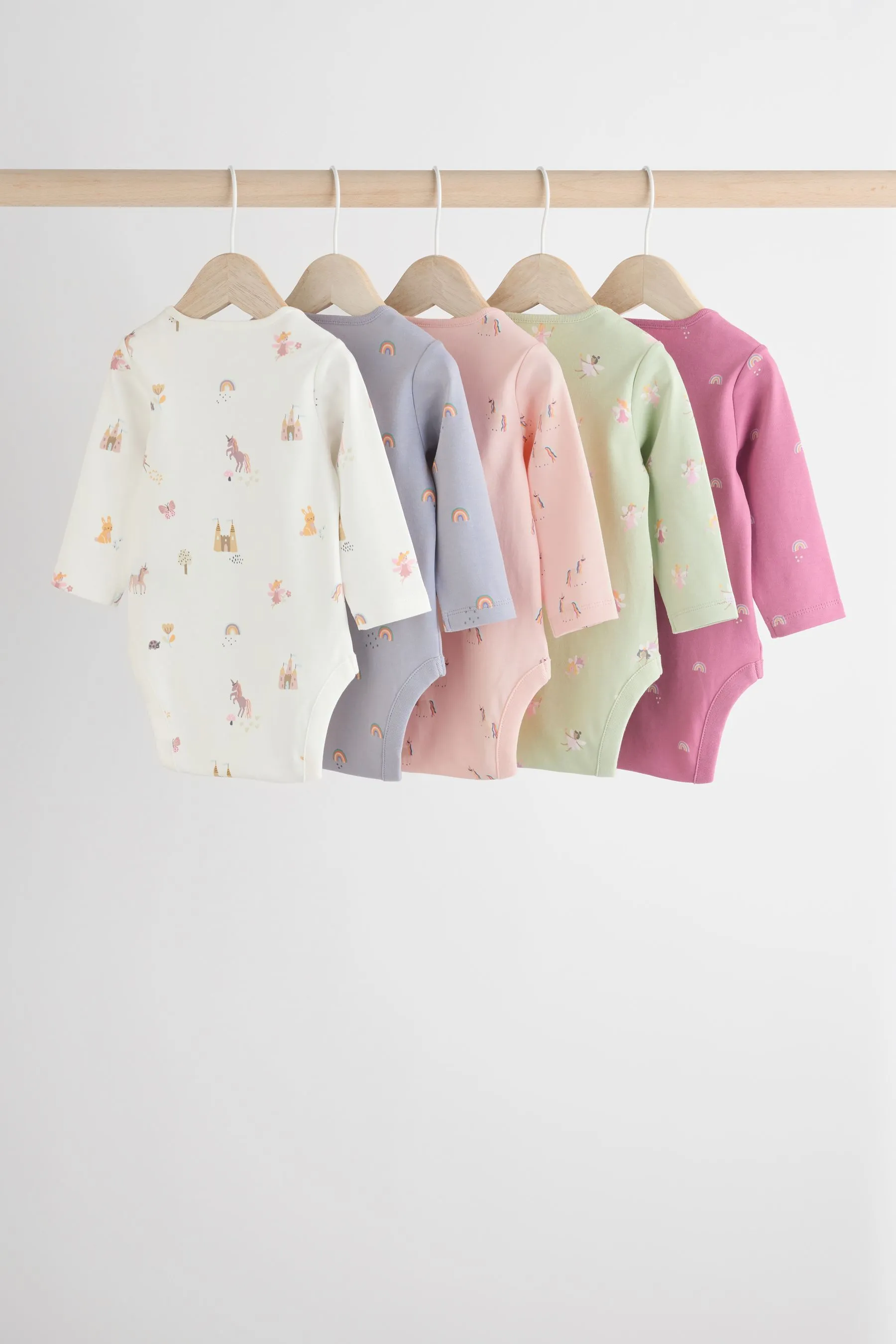 MULTICOLOR  BABY 100% COTTON BODYSUITS 5 PACK