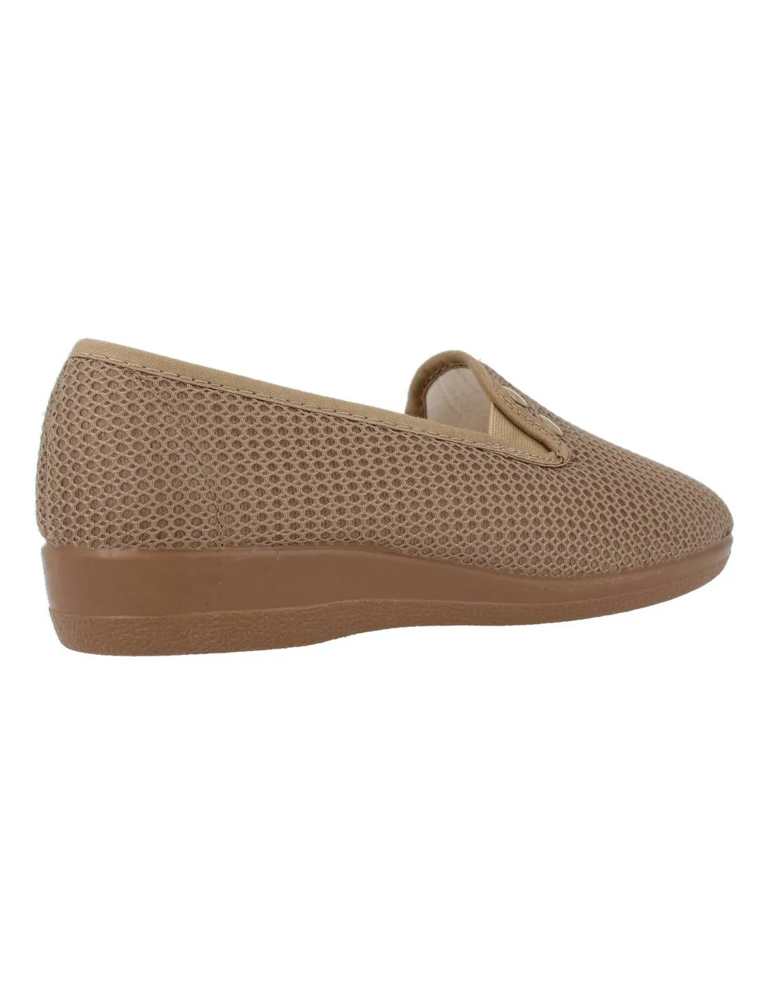 NATALIA  ZAPATILLAS DE MUJER REJILLA BOTONES ARENA