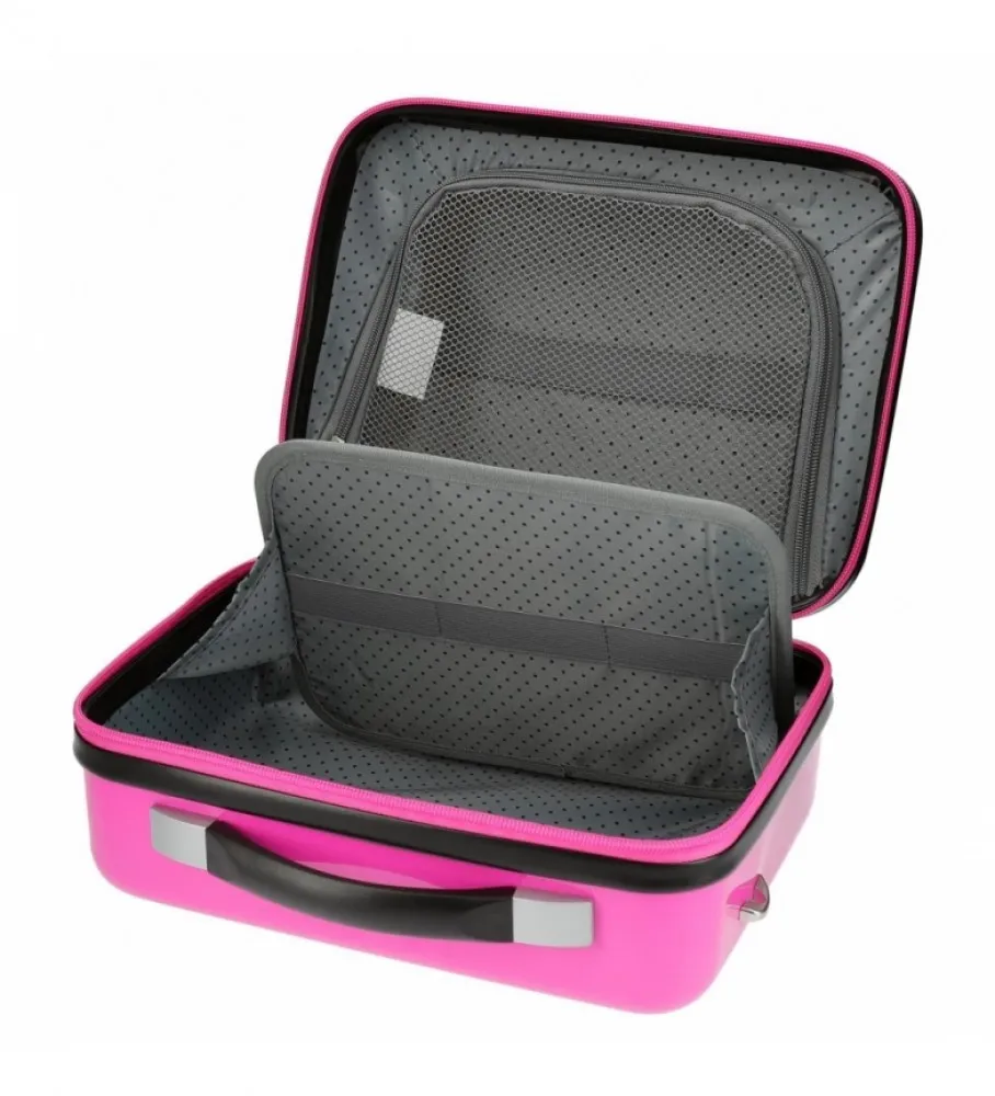 NECESER ABS MINNIE MAGIC CORAZONES ADAPTABLE A TROLLEY FUCSIA 29X21X15CM