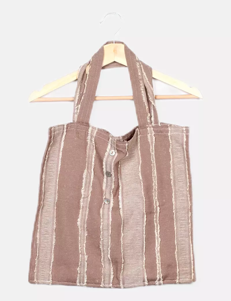 NoName Bolso beige rayas