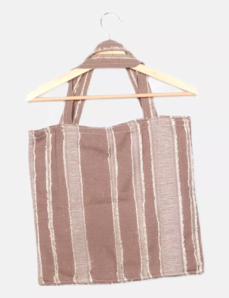 NoName Bolso beige rayas