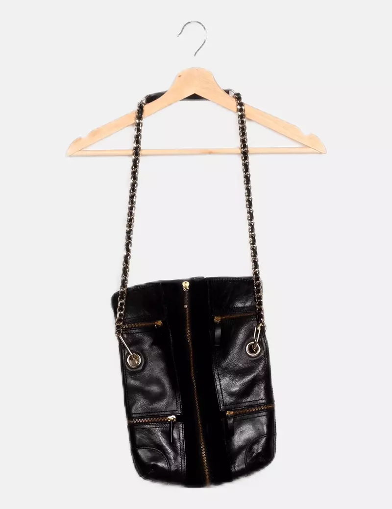 NoName Bolso negro cremalleras