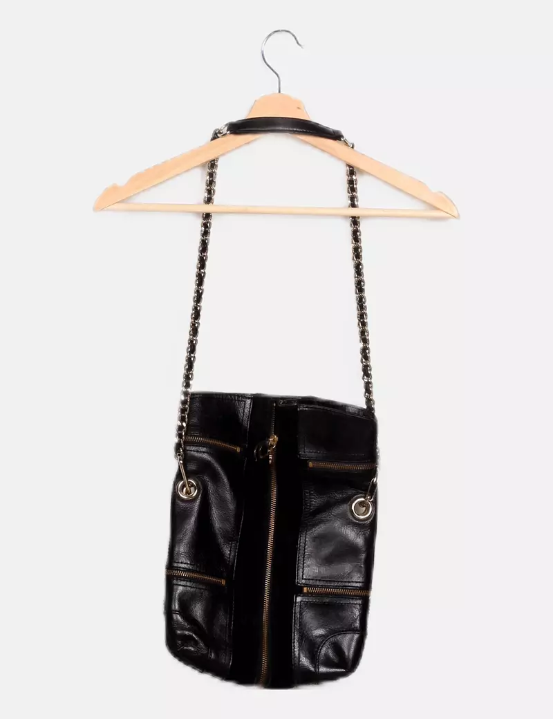 NoName Bolso negro cremalleras