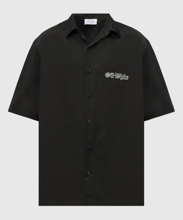 OFFWHITE BLACK SHIRT WITH LOGO EMBROIDERY