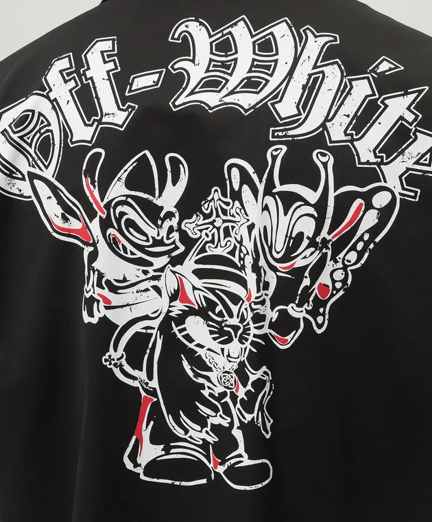 OFFWHITE BLACK SHIRT WITH LOGO EMBROIDERY