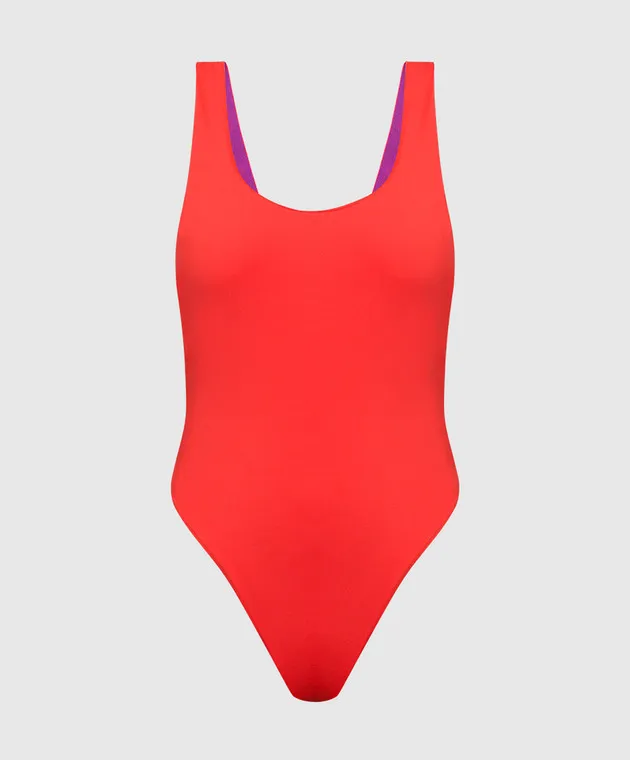 OFFWHITE RED SWIMSUIT WITH LOGO PRINT