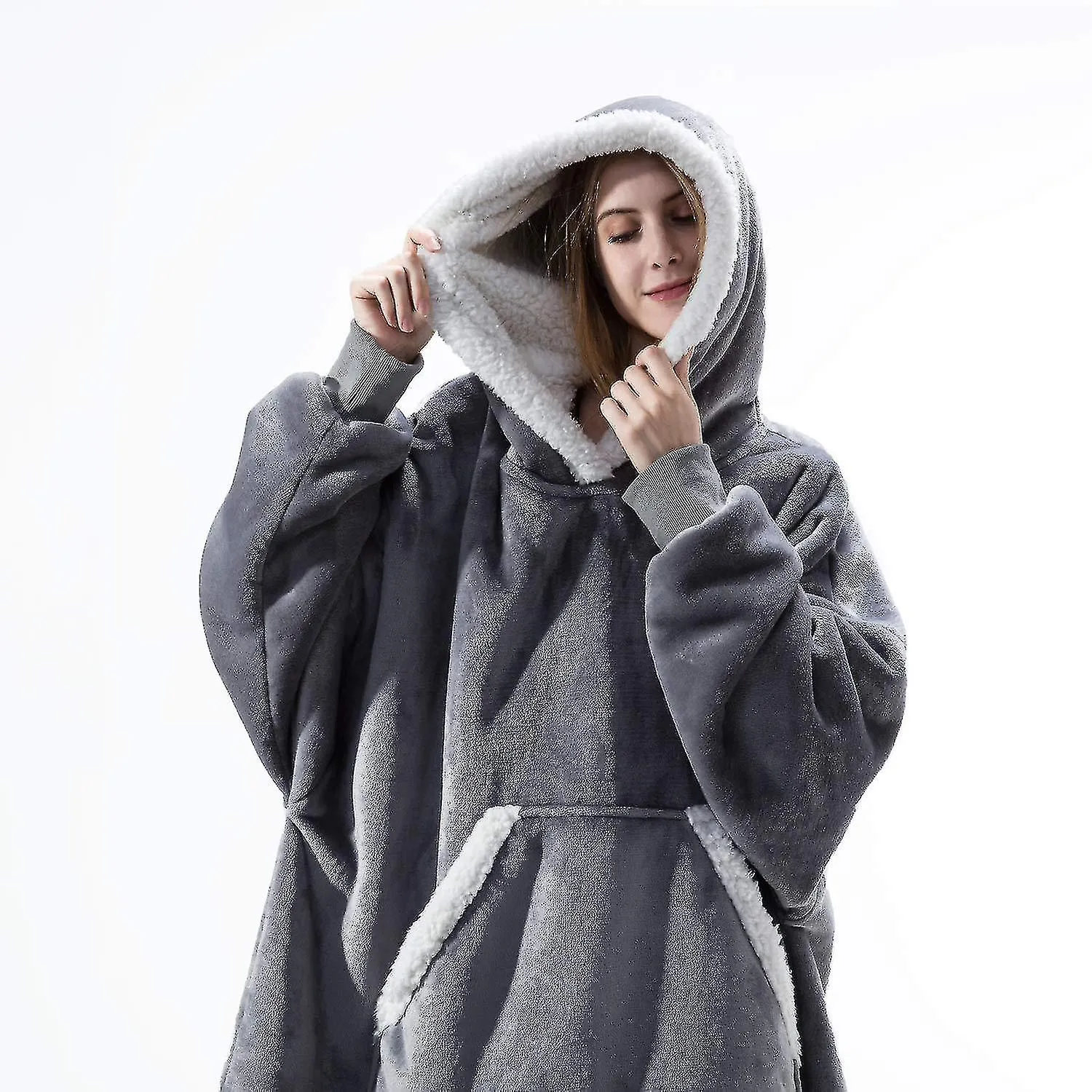 Otoño e invierno puede usar lana de cordero Lazy Blanket Hombres y mujeres pueden usar suéter de felpar casual # Gris
