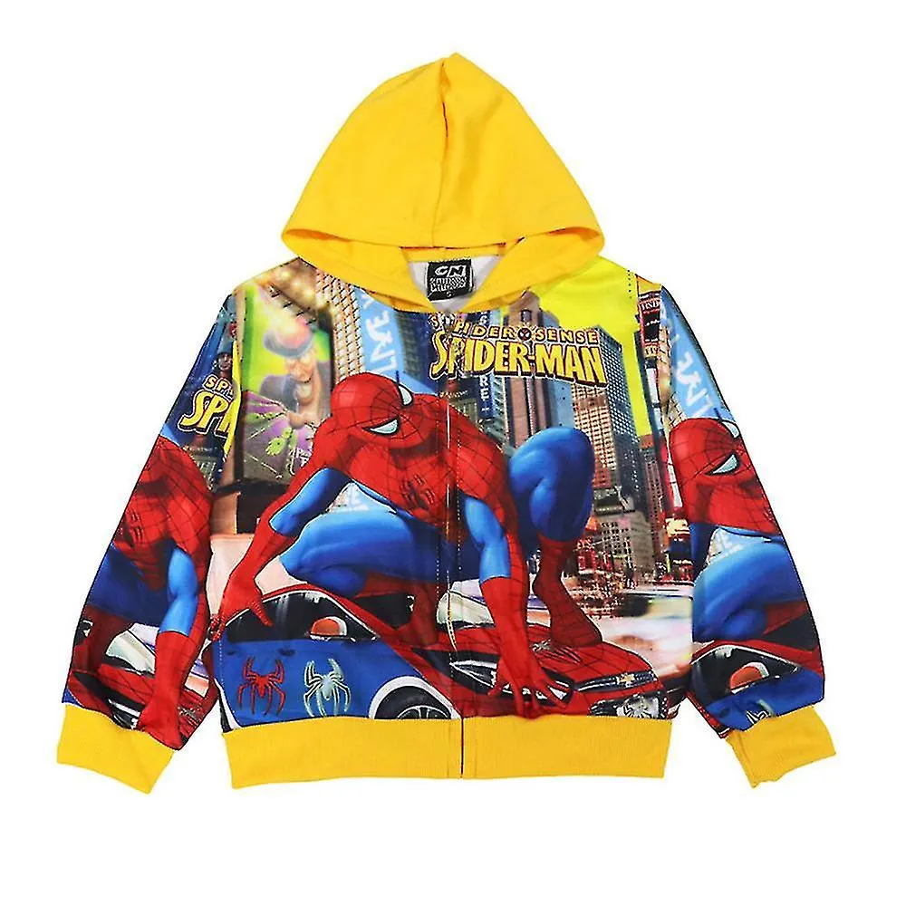 OTWOO 412 AñOS NIñOS NIñOS NIñAS SPIDERMAN ESTAMPADO CHAQUETA CON CAPUCHA CREMALLERA ABRIGO ROPA EXTERIOR