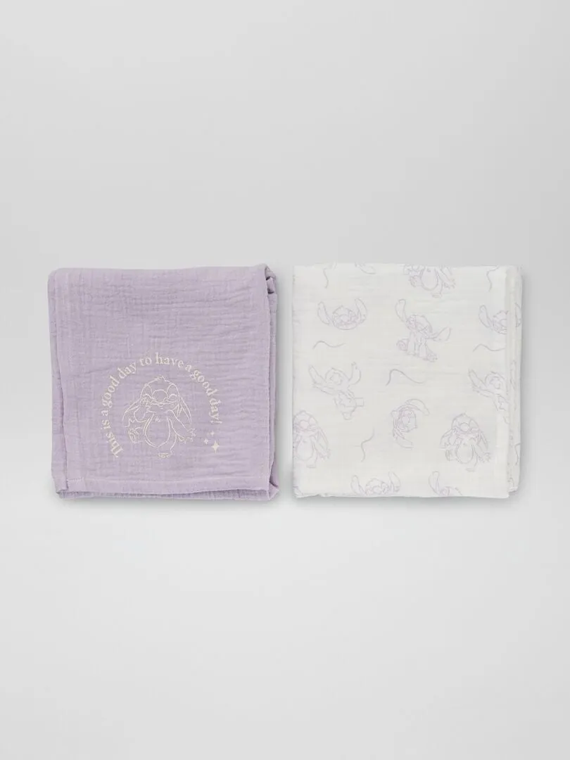 PACK DE 2 MUSELINAS 'STITCH'  BLANCO