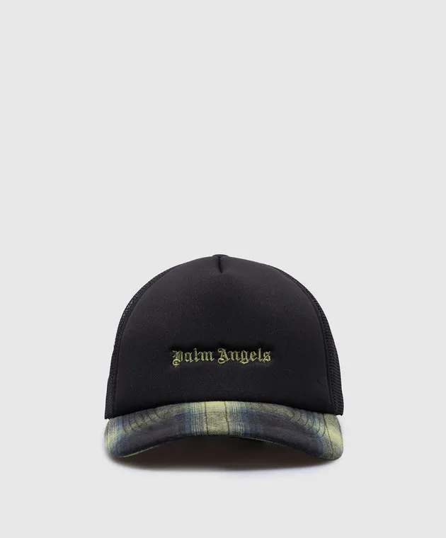 Palm Angels Black cap with logo embroidery