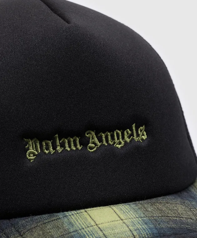 Palm Angels Black cap with logo embroidery