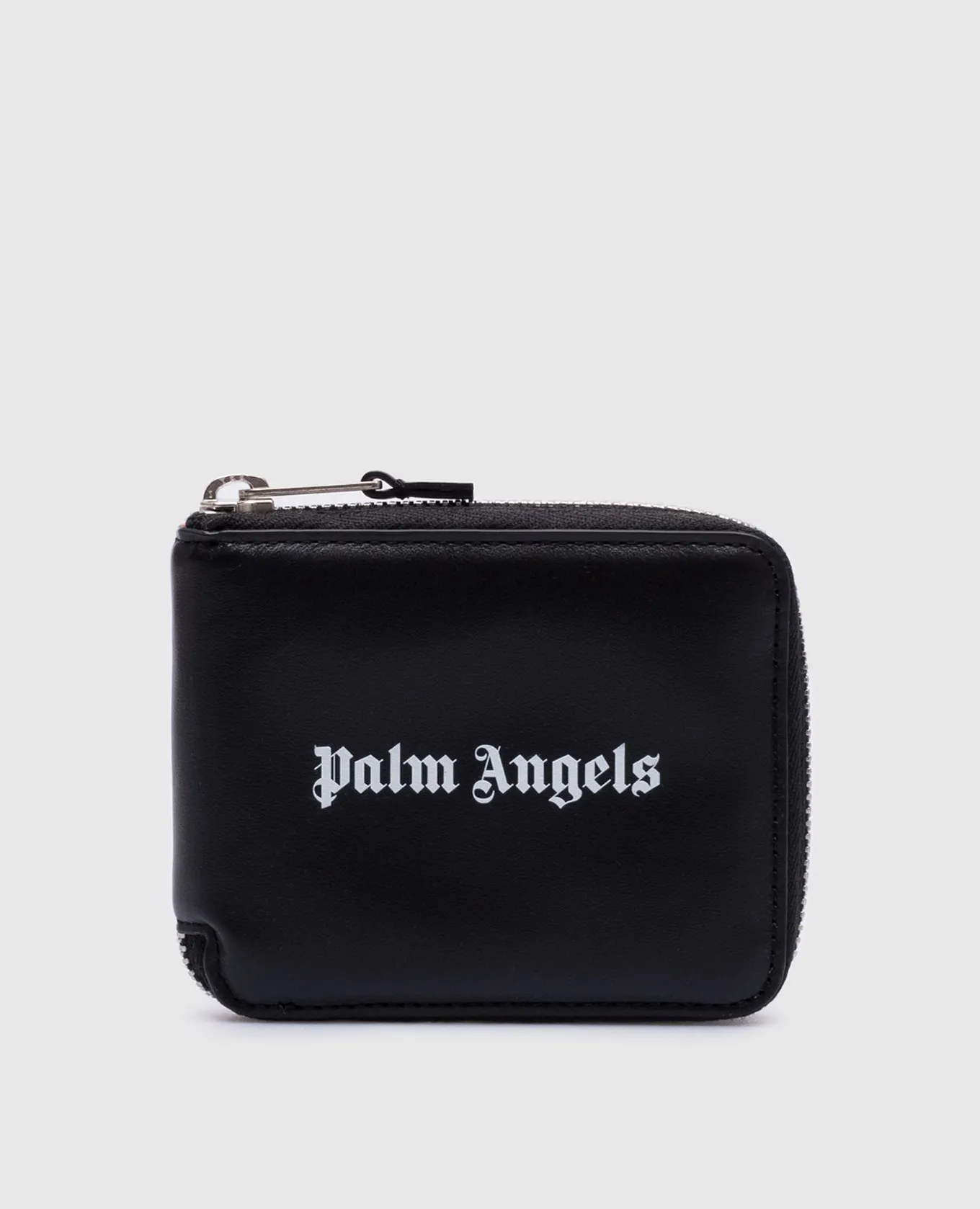 Palm Angels Black leather wallet with contrasting logo print