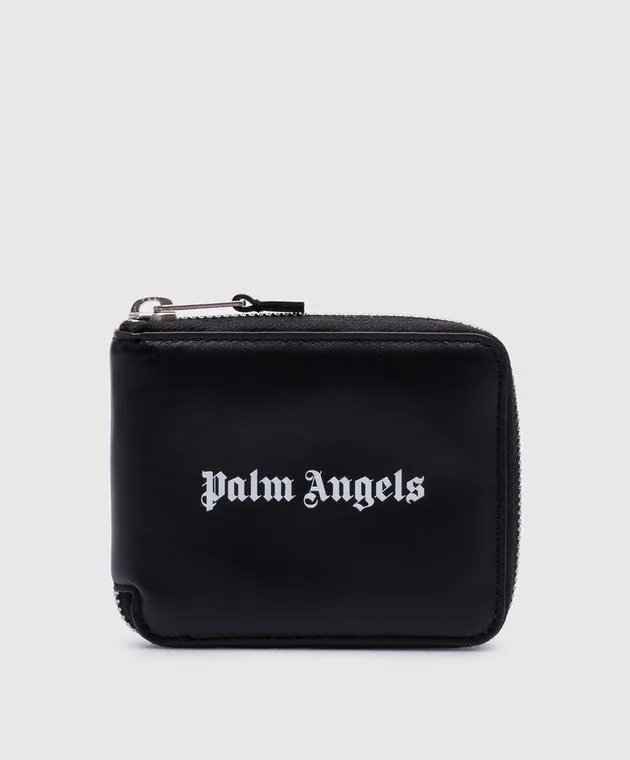 Palm Angels Black leather wallet with contrasting logo print