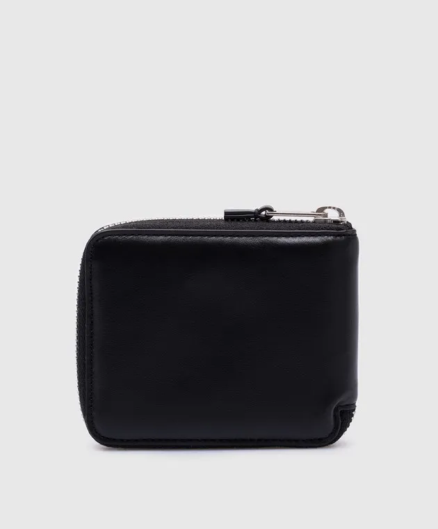 Palm Angels Black leather wallet with contrasting logo print