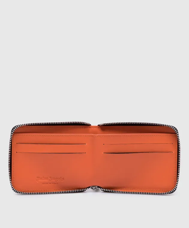 Palm Angels Black leather wallet with contrasting logo print
