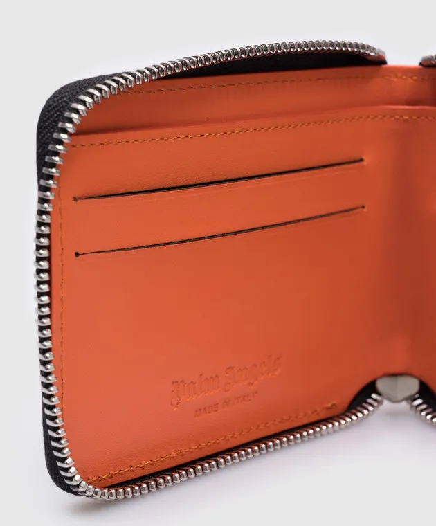 Palm Angels Black leather wallet with contrasting logo print