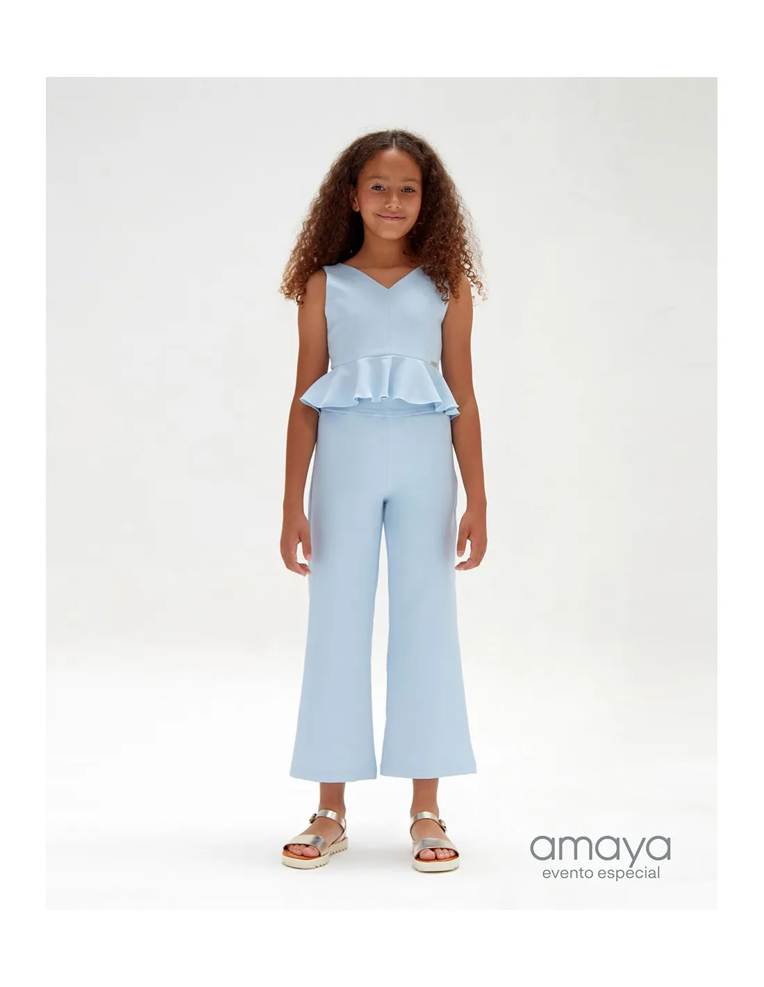 Pantalón y Top Niña Junior Ceremonia Azul Celeste Amaya
