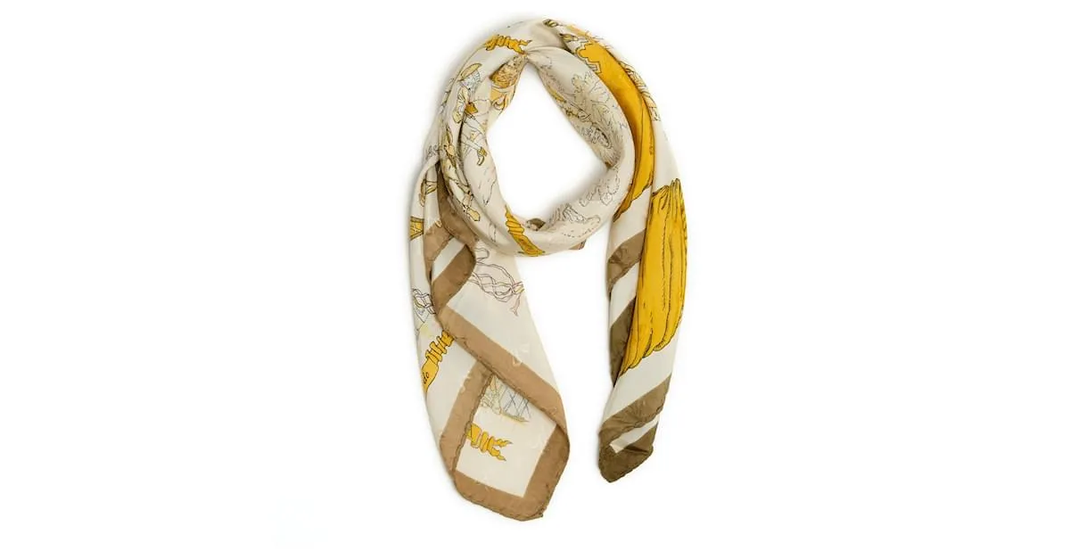 Pañuelo de seda Hermès 1962 Foulard Soie Carré 90 La Comedie Italienne en seda multicolor. 