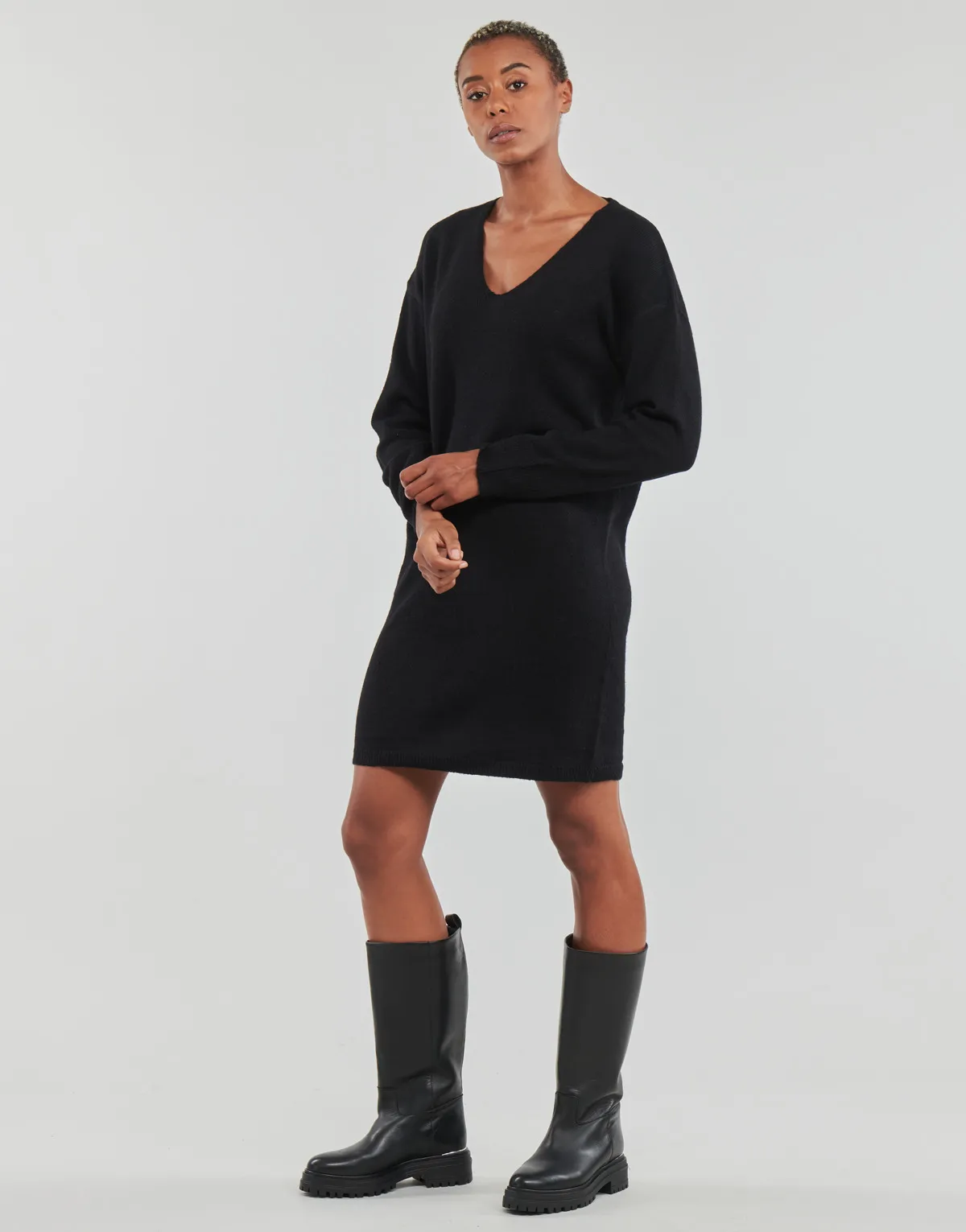 PCJULIANA LS VNECK KNIT DRESS NOOS BC