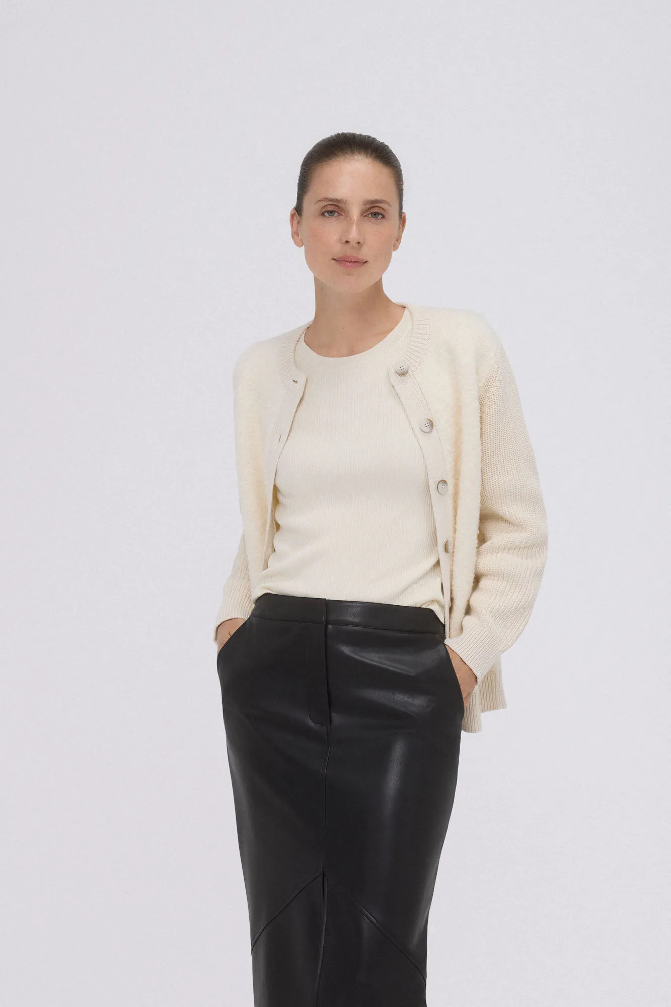 Pedro del Hierro Cárdigan de punto largo boucle