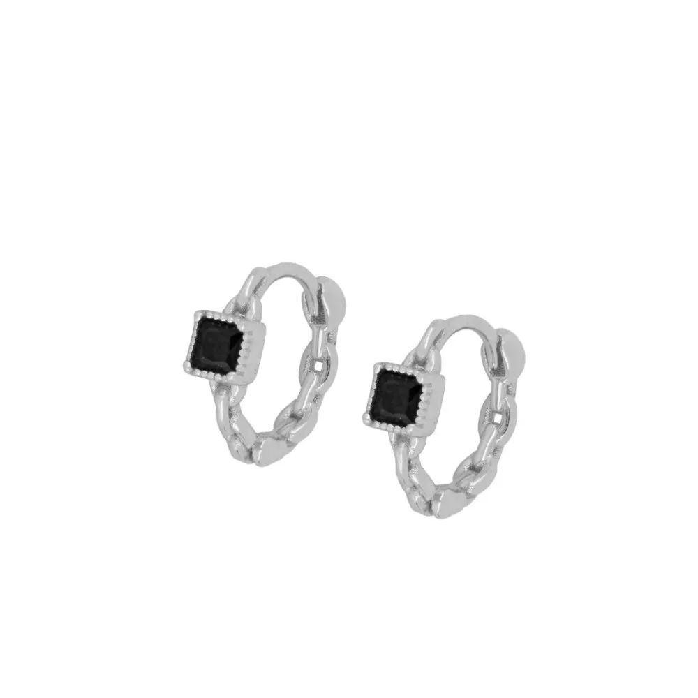 Pendiente Aro Elly Square Negro