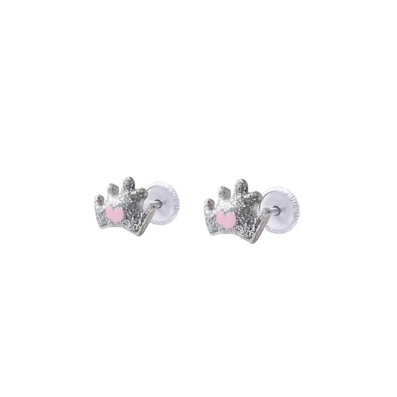 Pendientes Corona Plateada