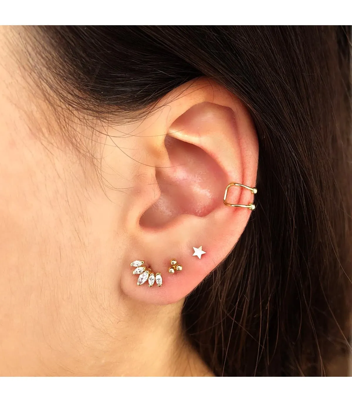 Piercing d'oreille Or Jaune 18K Étoile