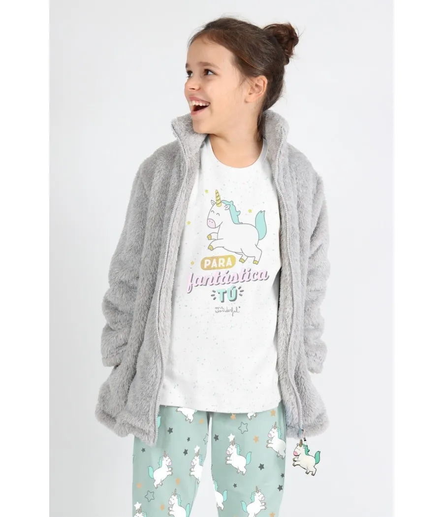 Pijama Tween Para Fantastica Tu niña Mr Worderful invierno blanco algodón