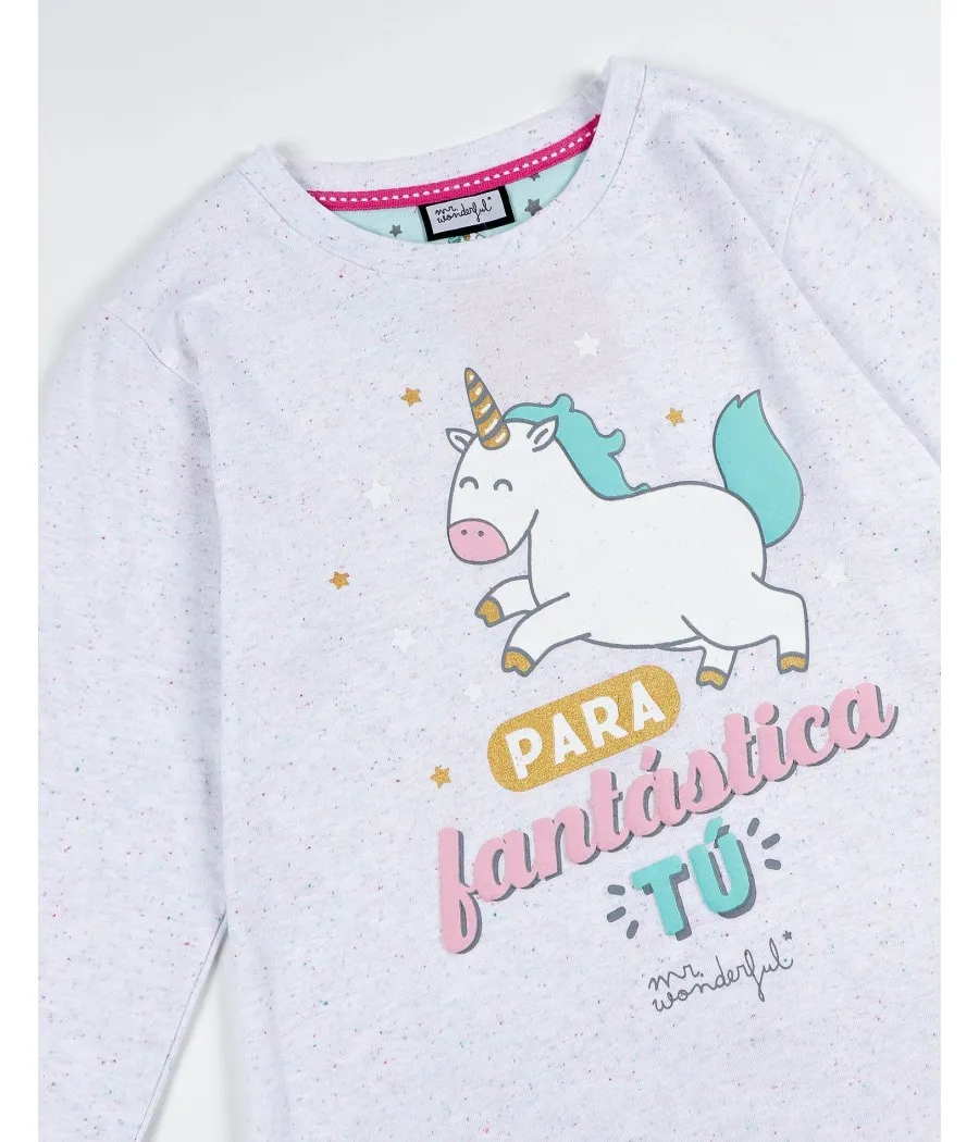 Pijama Tween Para Fantastica Tu niña Mr Worderful invierno blanco algodón